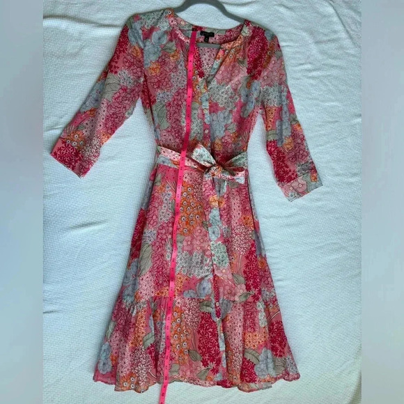 Talbots Dress Women’s 4P Barbiecore pink Floral cottagecore shirt dress - Picture 6 of 9